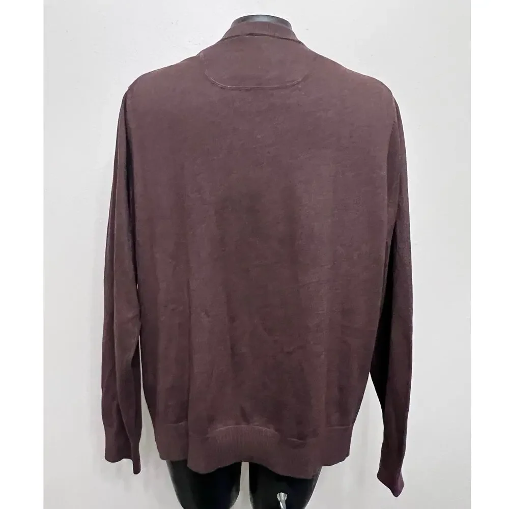 Johnston & Murphy Sweater‎ Silk Angora Blend Sz L Brown Pullover L/S Preppy Fall